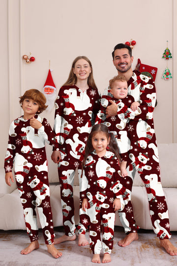 Conjunto de pijama familiar Burgundy Bear